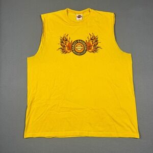 Harley-Davidson Atlantic City NJ Muscle Tee Yellow 2XL 2008 Flaming Logo Shirt